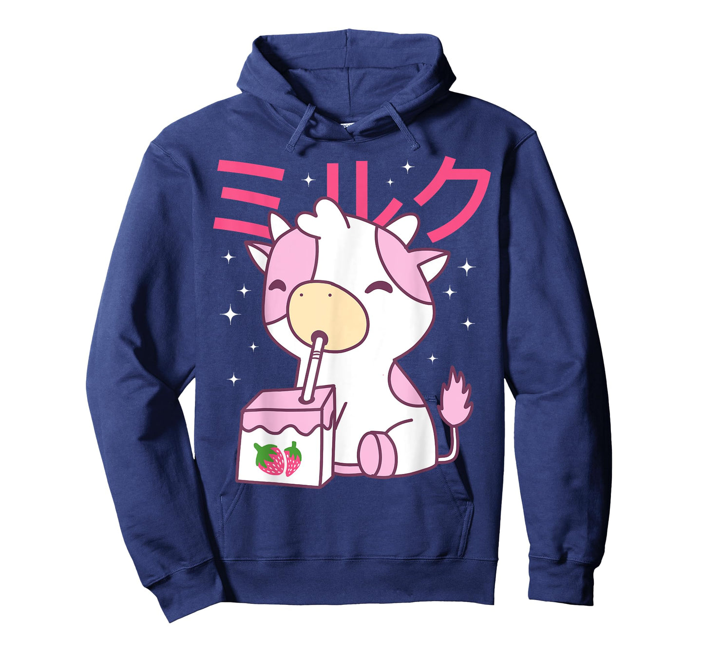 Strawberry Milk Drinking Cute Kawaii Cow T-Shirt