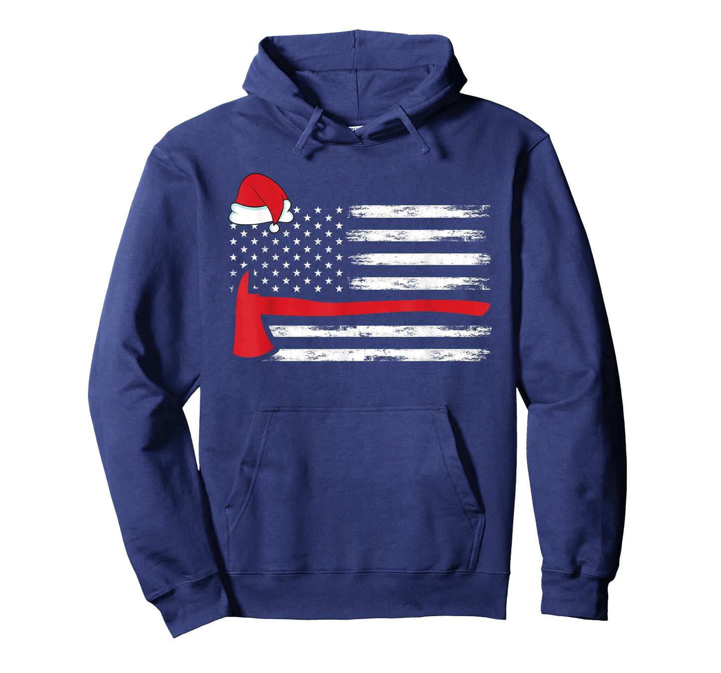 Fireman Santa American Flag Xmas Firefighter Christmas T-Shirt