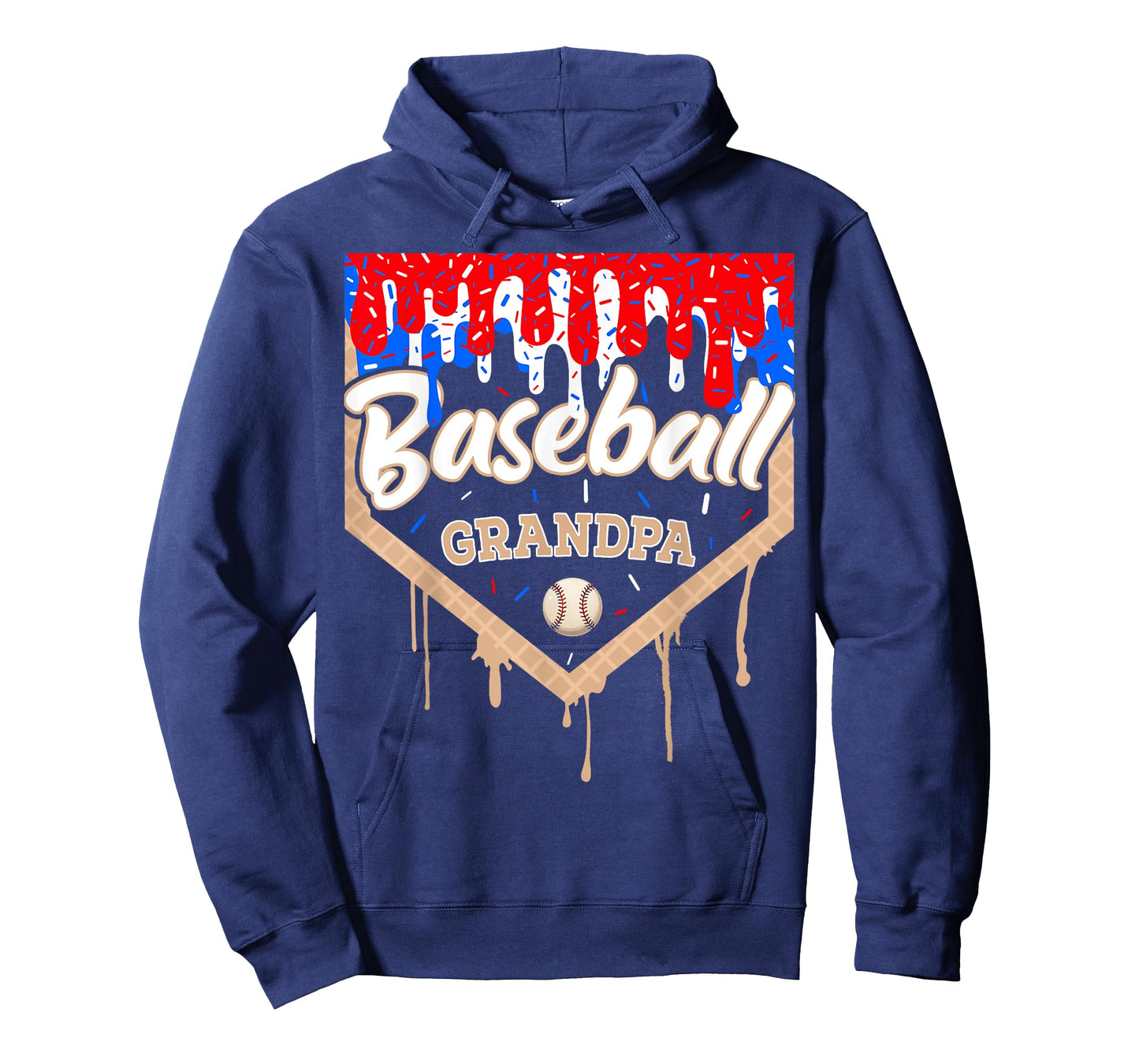 Baseball Drip Grandpa Ice Cream Home Plate Fathers Day T-Shirt
