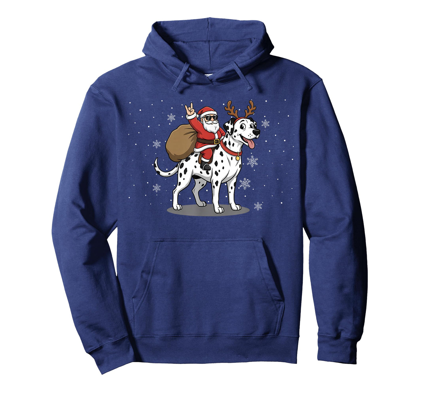 Santa Riding Dalmatian Dog Lover Deer Xmas Kids Women Men T-Shirt