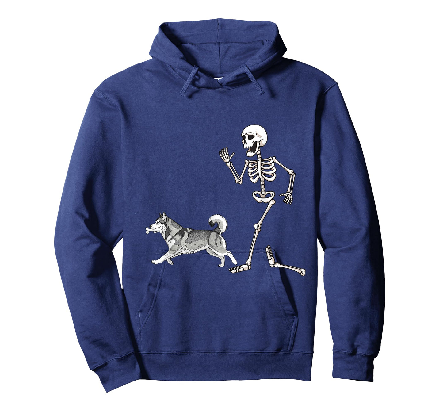 Funny Halloween Alaskan Malamute and Skeleton T-Shirt