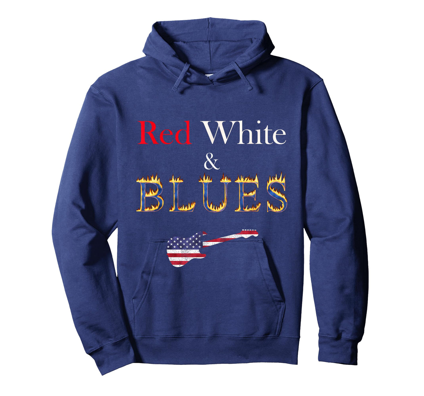 Red White and Blues Guitar Patriotic Flaming Blues Music T-Shirt