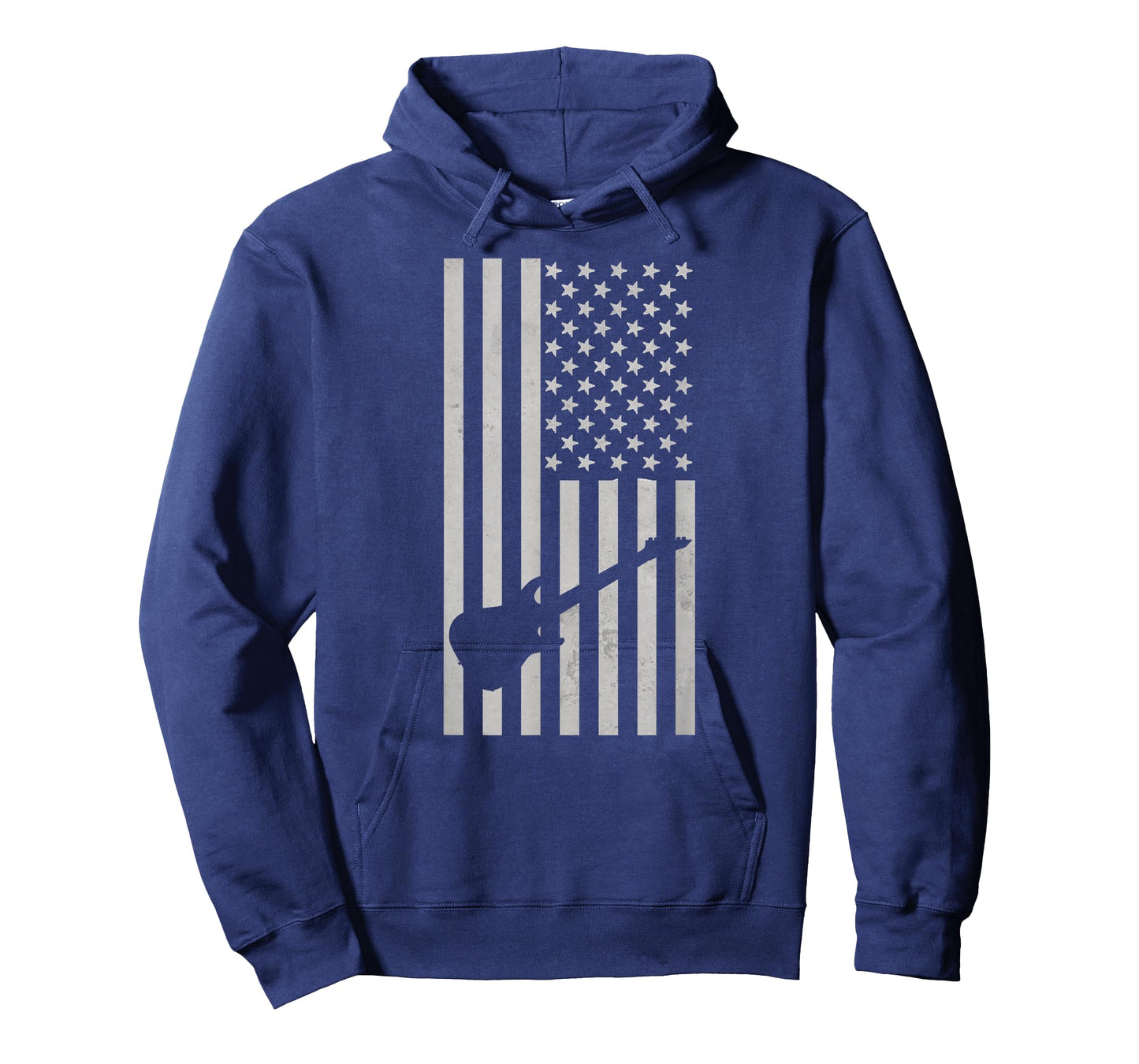 American Flag Electric Guitar Monochrome Patriotic Musician T-Shirt