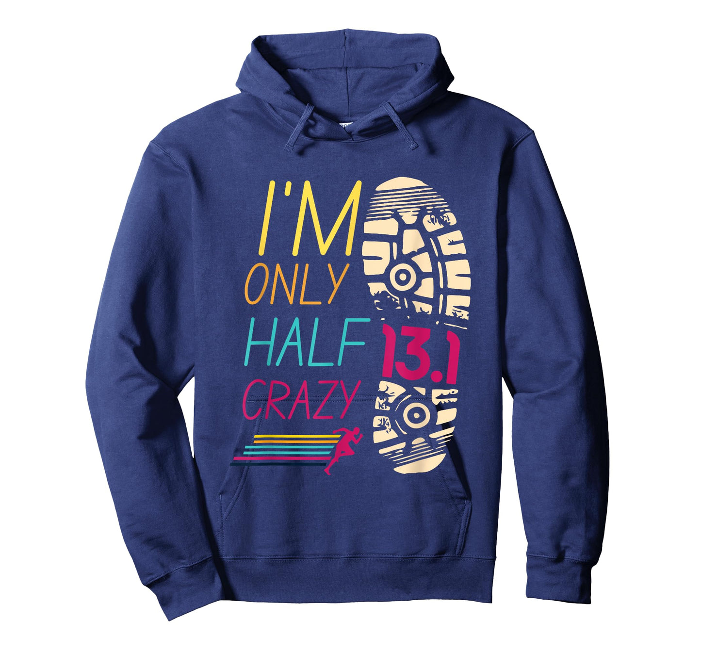 Runner Sportsperson Athlete Sportsman 13.1 Club I'm Only Half Crazy 13.1 Half Marathon Unisex Adults Black Short Sleeve Crew Neck T-Shirt
