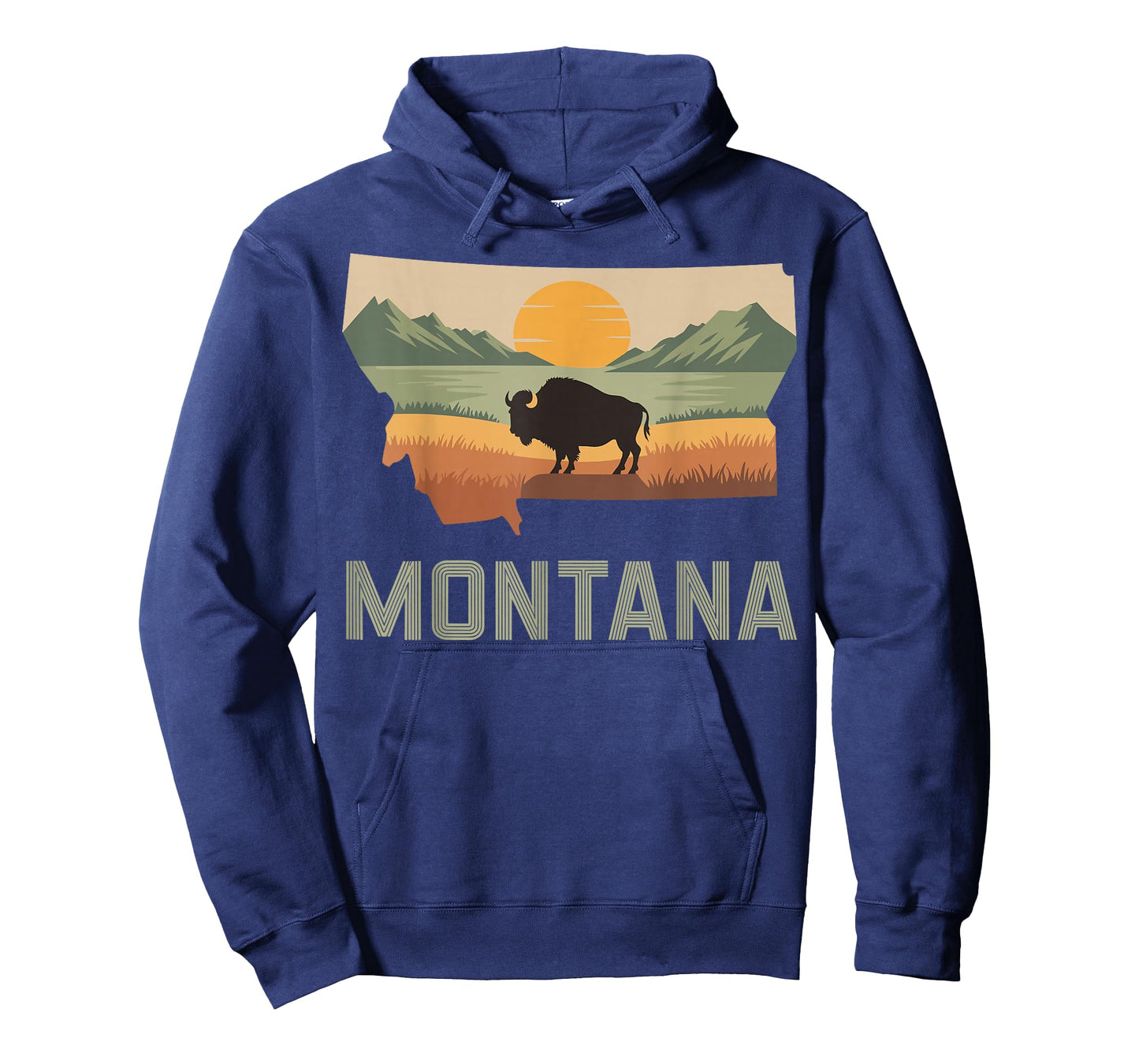 Montana Bison Sunset Mountains Retro Western T-Shirt
