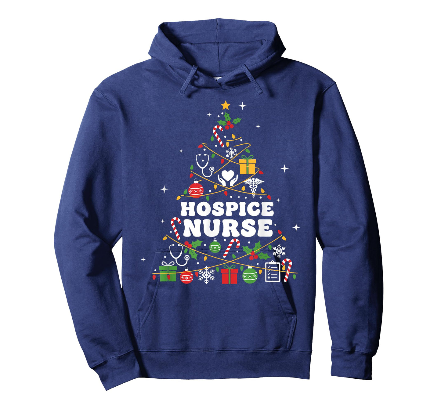 Hospice Nurse Christmas Tree Lights Womens Mens Kids T-Shirt