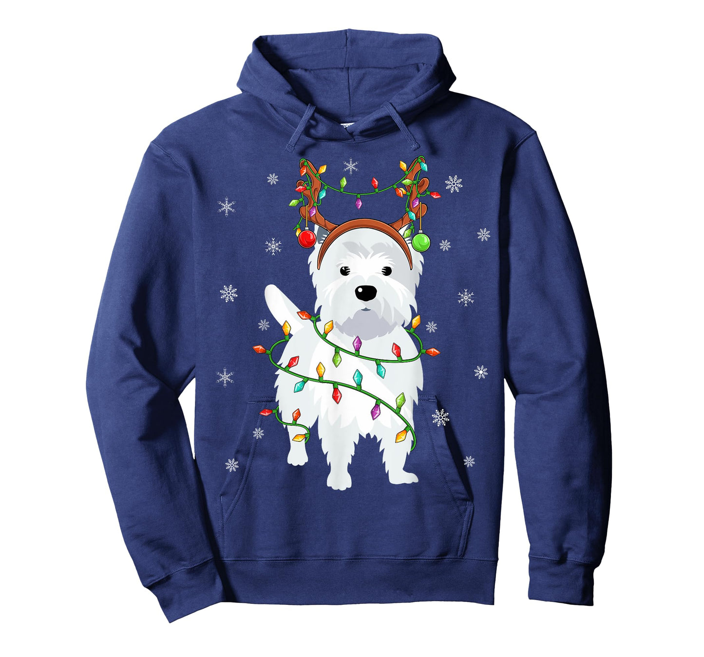 Westie Dog Xmas Lighting Reindeer Hat Westie Christmas T-Shirt for Men Women Kids