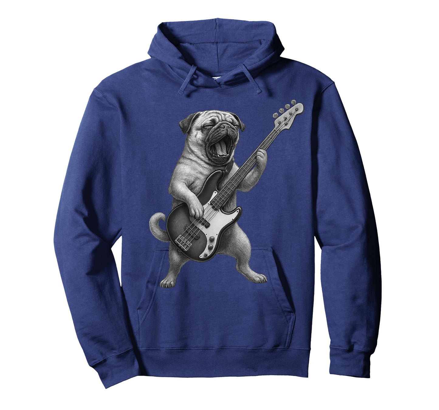Pug Playing Bass Guitar Rock Music Dog Lover T-Shirt