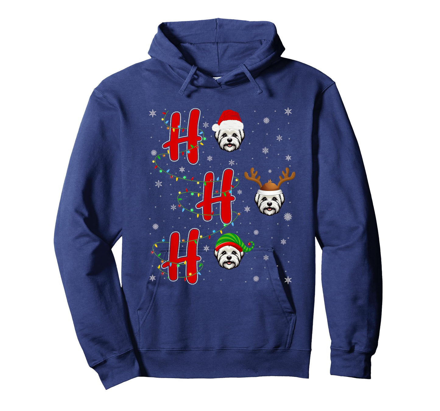 Xmas Lights HO HO HO Maltese Dog Funny Ugly Christmas T-Shirt