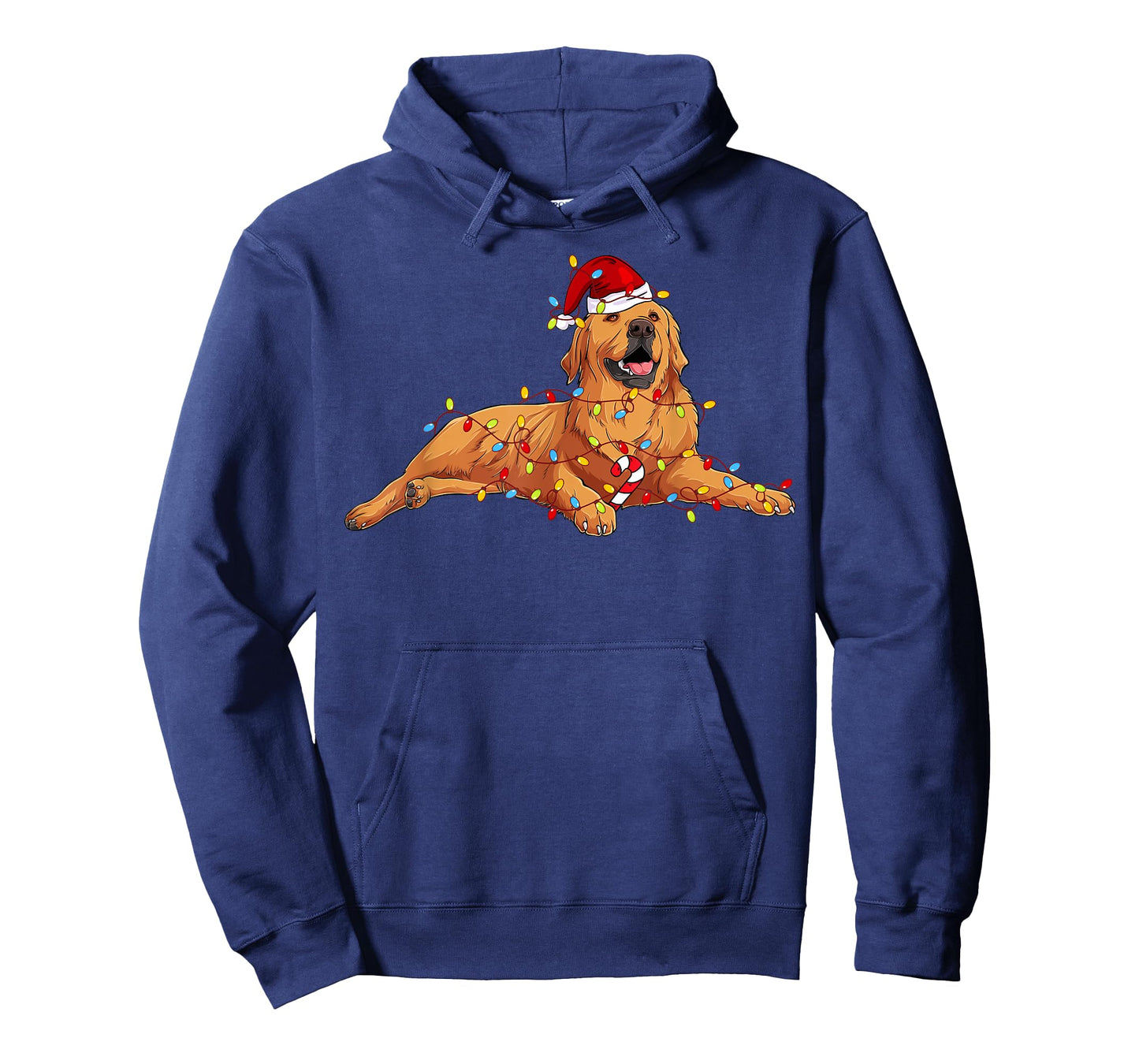 Golden Retriever Santa Hat Christmas Tree Lights Pajama T-Shirt