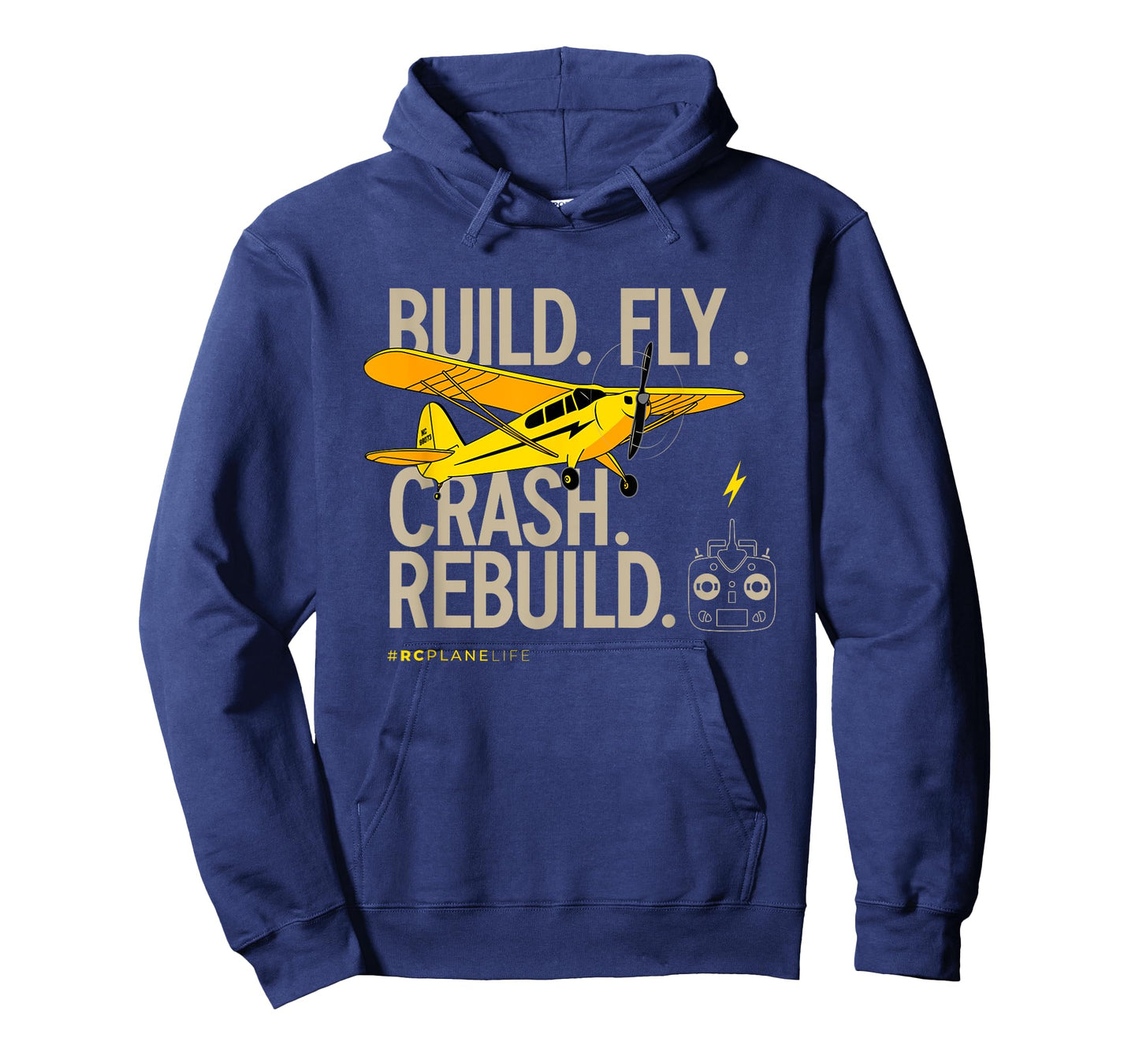 RC Plane Gifts Build Fly Crash Rebuild Yellow Airplane T-Shirt