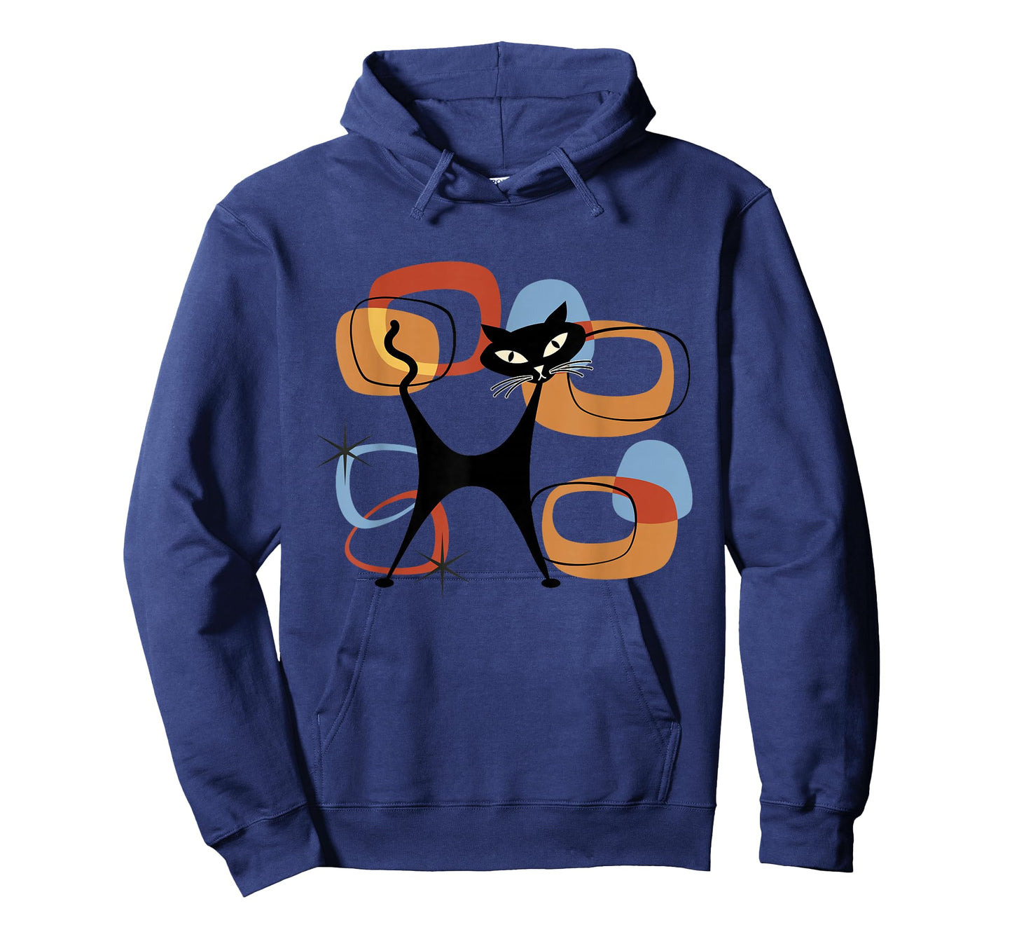 Midcentury Cat Mid Century Retro Atomic Age Space Beige Blue T-Shirt