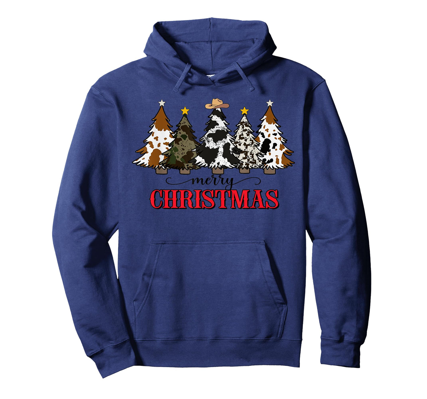 Merry Christmas Tree Western Cowhide Xmas Cowboy Farm Lover T-Shirt