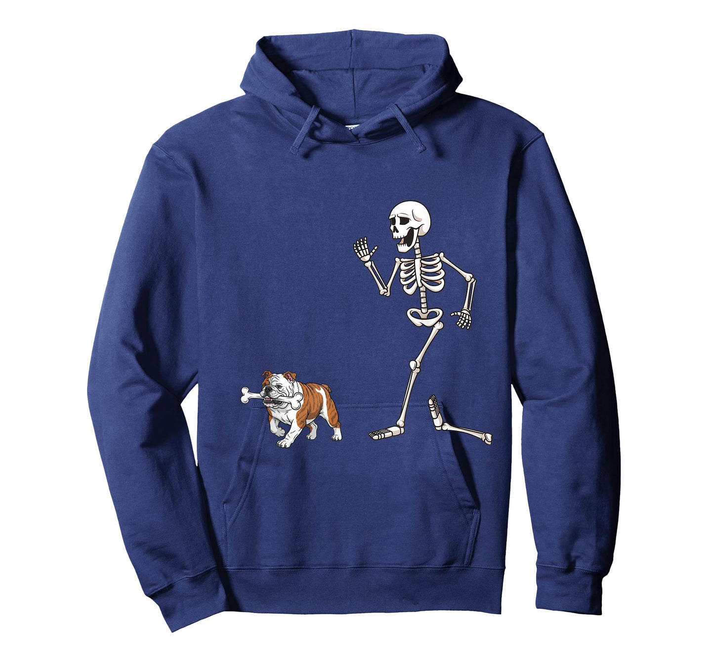 Funny Halloween Bulldog and Skeleton T-Shirt