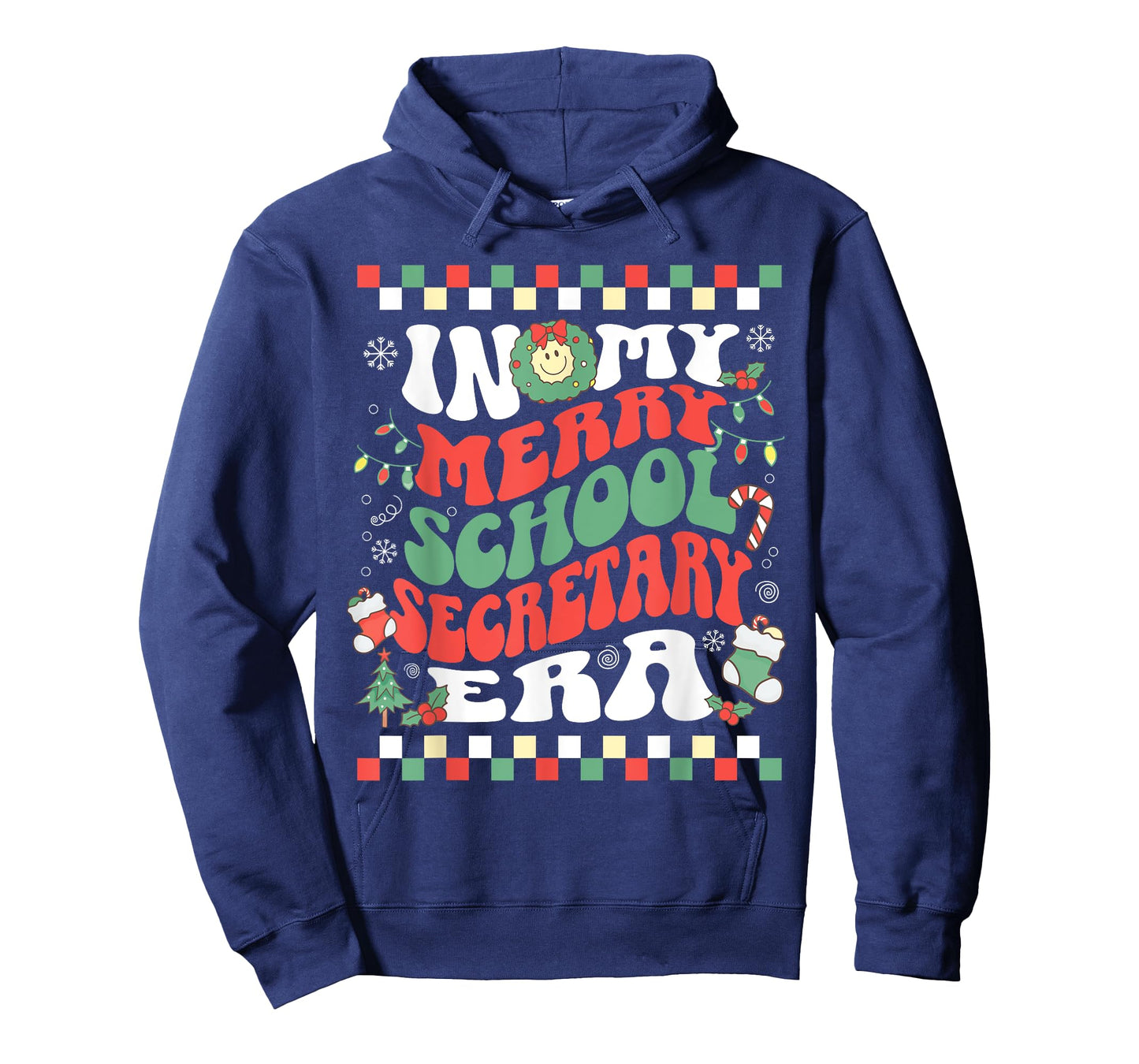 In My Merry School Secretary Era Retro Groovy Christmas T-Shirt
