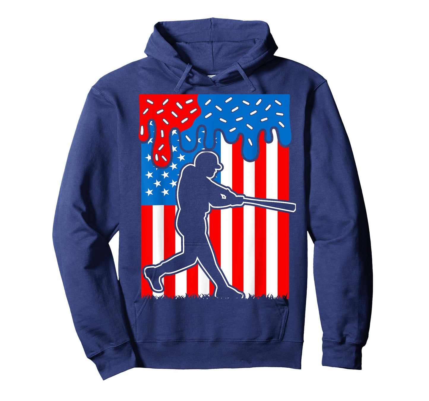 Baseball Drip American Flag 4th Of July Boys Men Patriotic T-Shirt