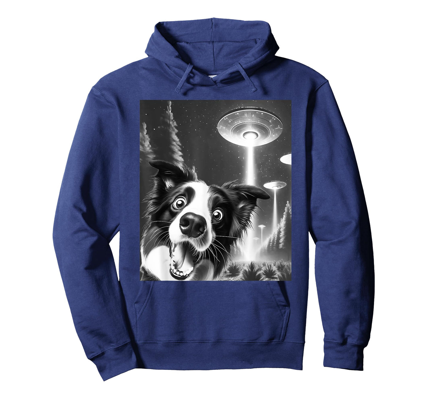 Funny Border Collie Alien UFO Taking a Selfie Dog Mom Dad Men Women Girls Kids T-Shirt