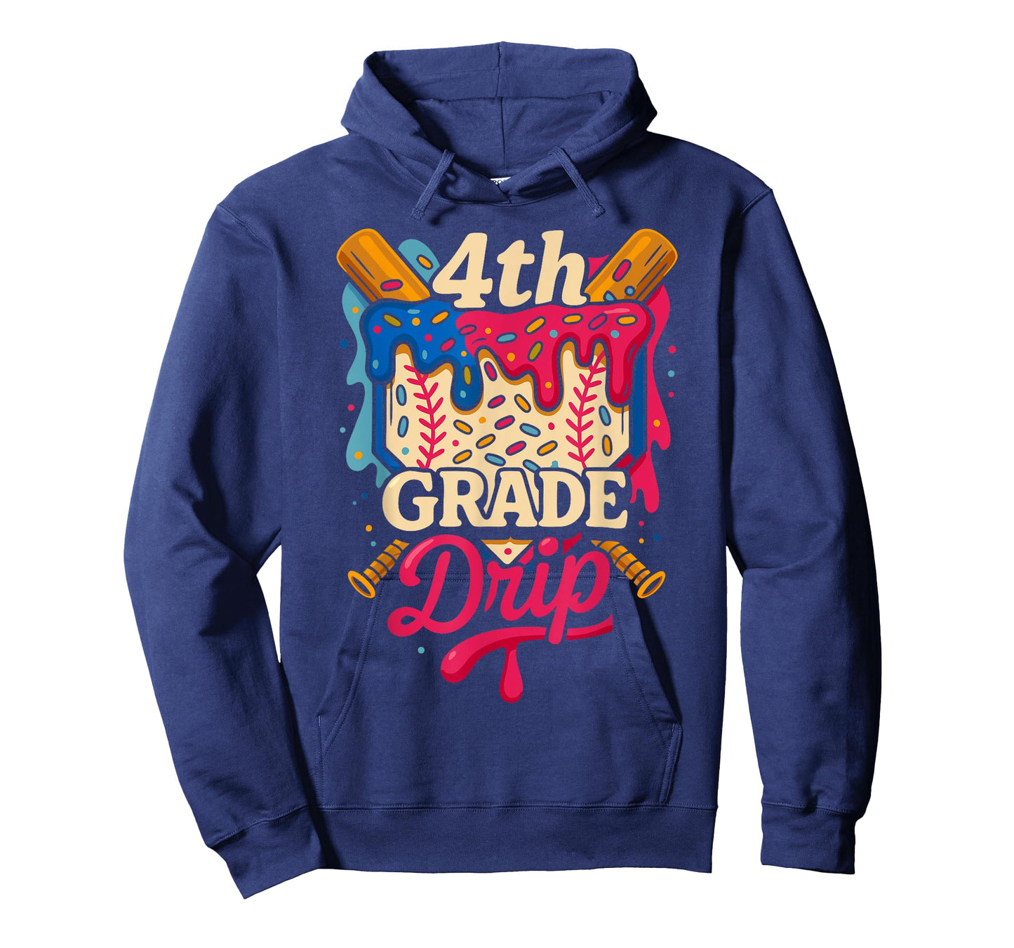 Kids 4th Grade Ice Cream Drip Baseball Back to School T-Shirt
