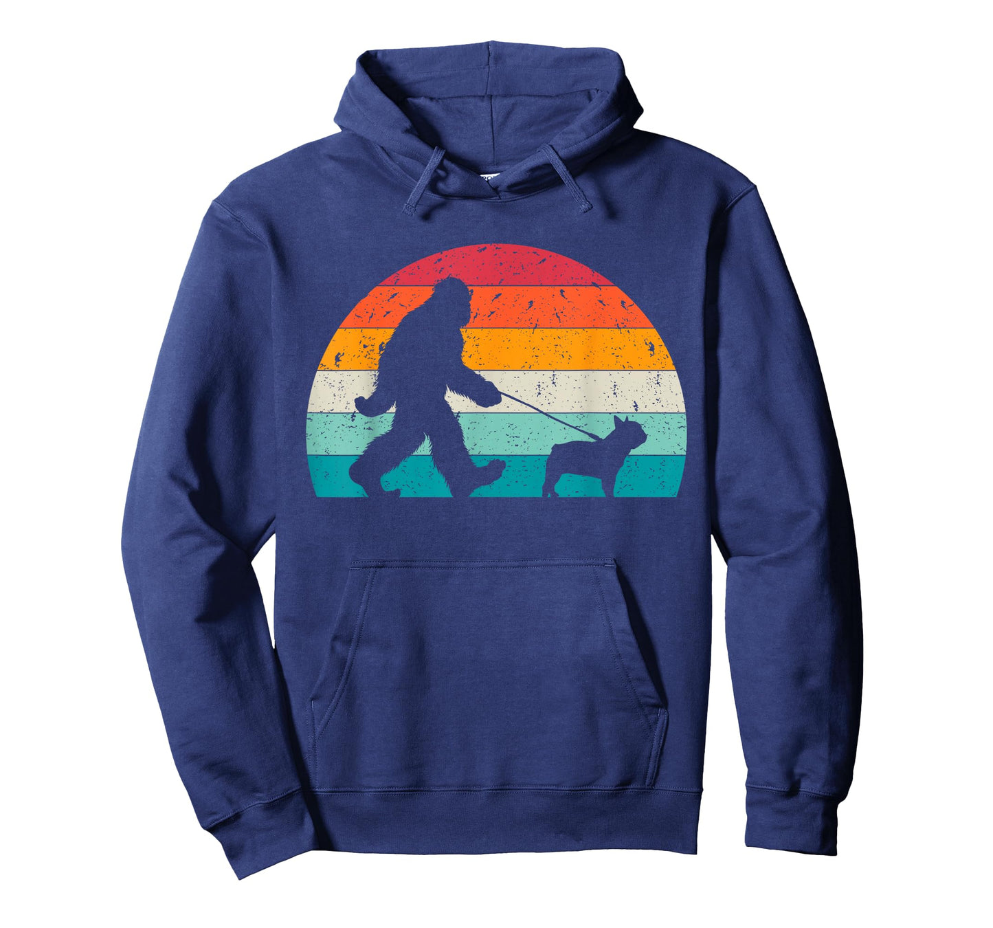 Bigfoot Walking a Dog Funny French Bulldog Lovers Dog Dad T-Shirt