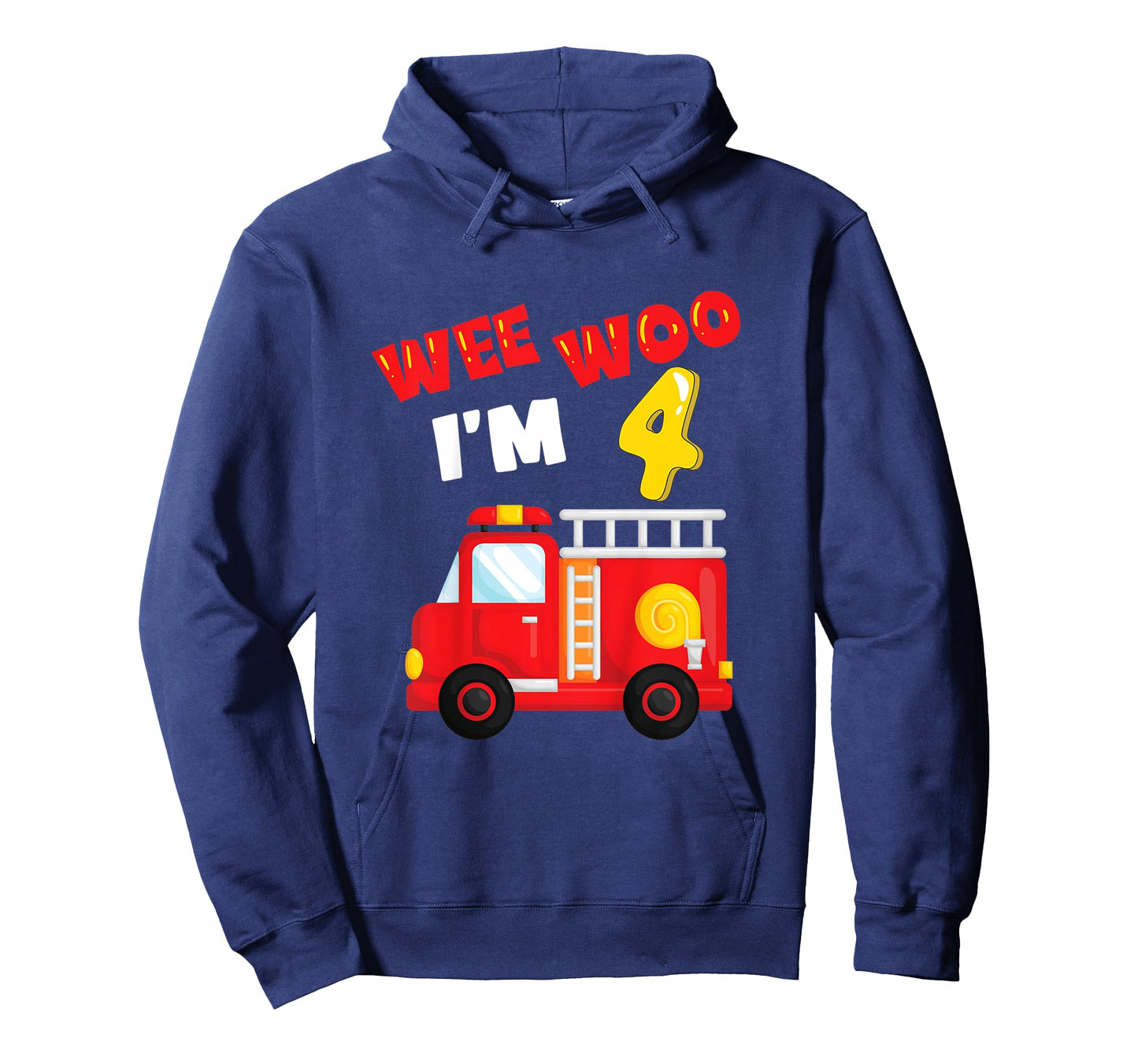 Kids Wee Woo - Fire Truck - 4 Year Old - Firefighter 4th Birthday T-Shirt
