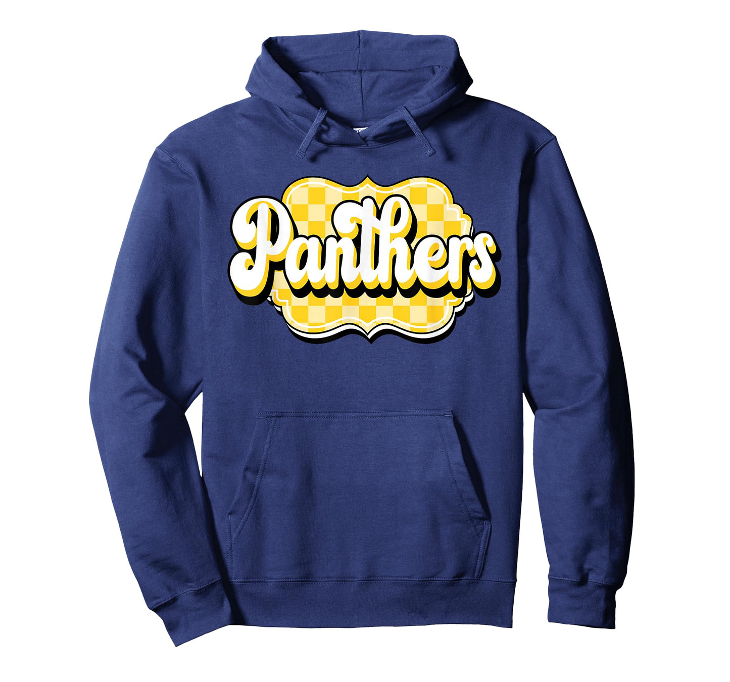 Panthers Checkered Print School Spirit Yellow Panthers T-Shirt