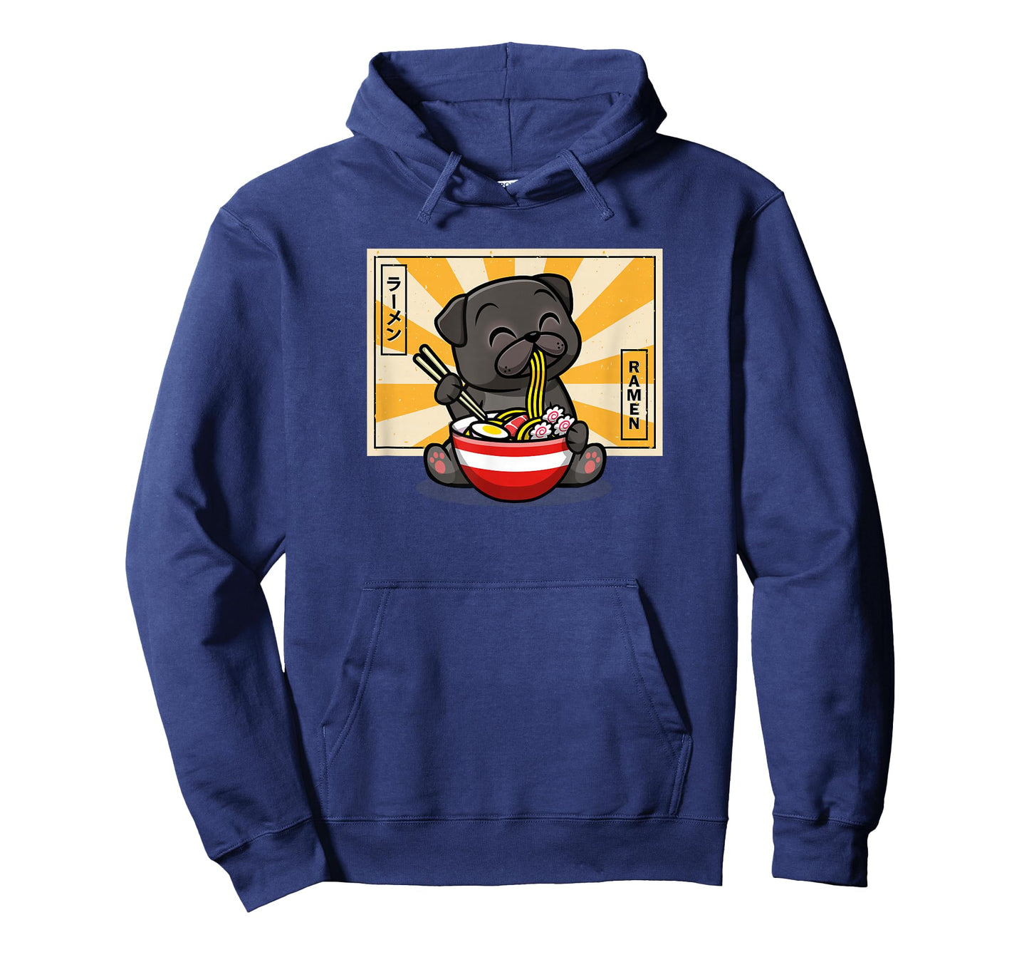 Funny Cartoon Japanese Kawaii Kids Ramen Black Pug Lover T-Shirt