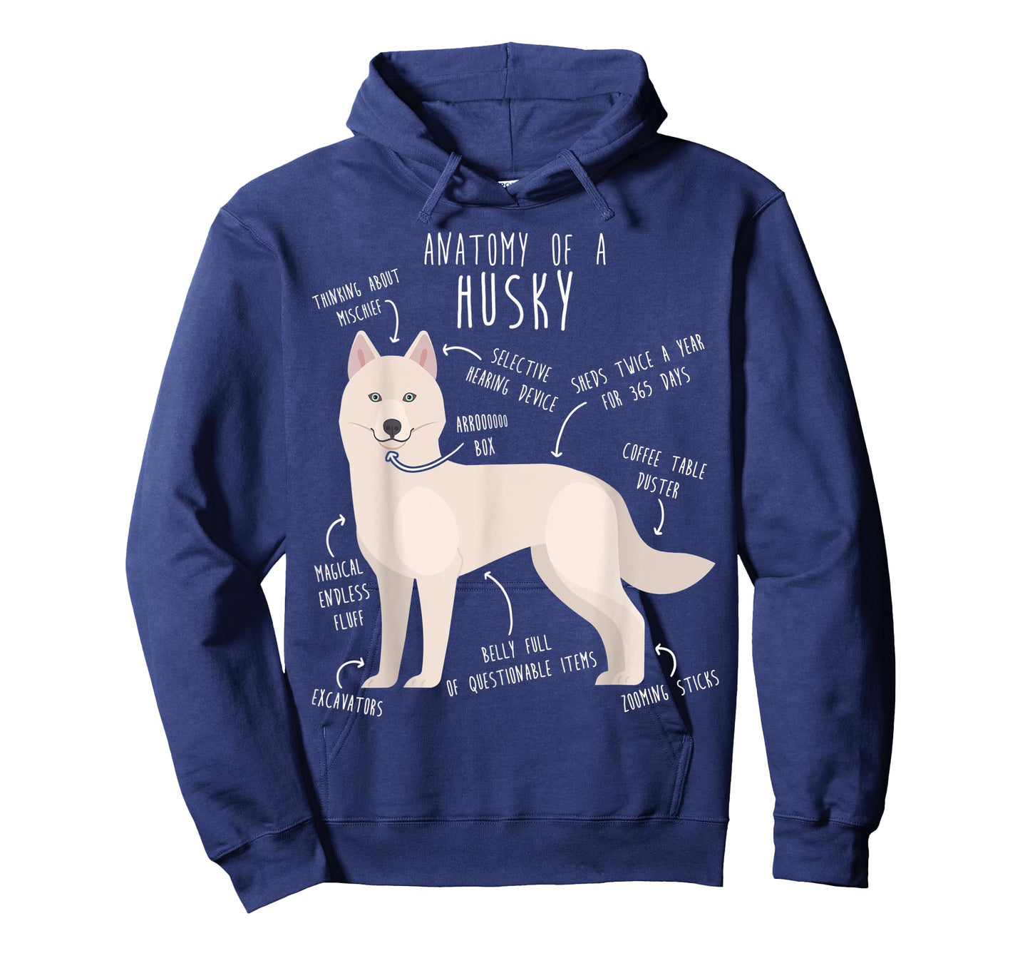 White Siberian Husky Dog Anatomy, Funny Pet Mom Cute Dog Dad Men Women Kids T-Shirt