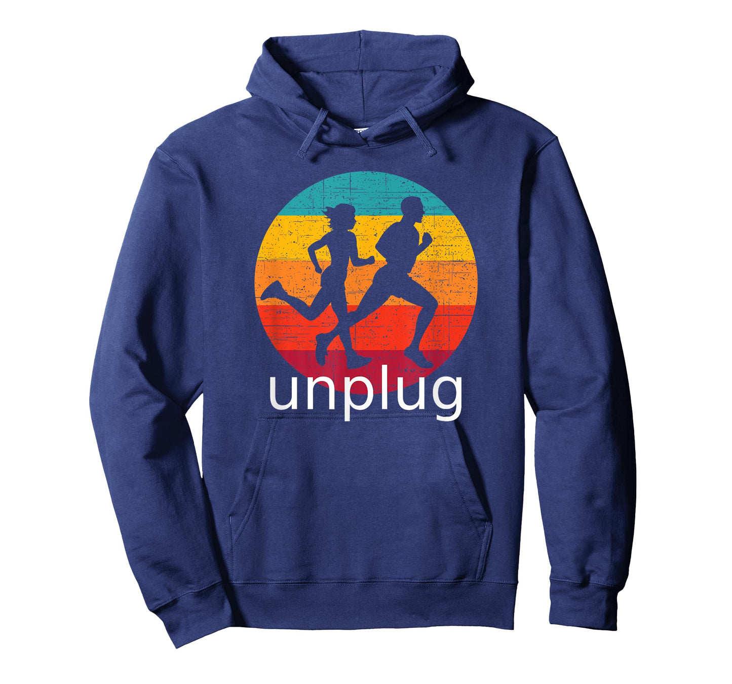 Vintage Running Unplug over Retro Sunset T-Shirt