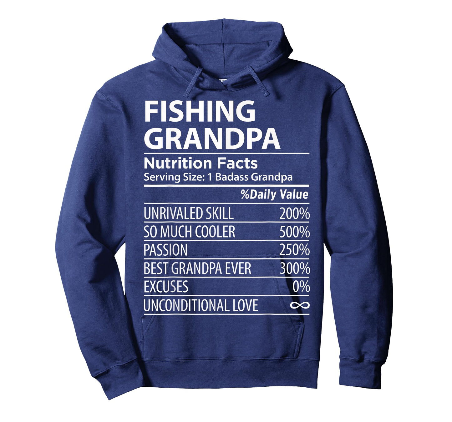 Fishing Grandpa Nutrition Facts | Funny Fishing Grandpa T-Shirt
