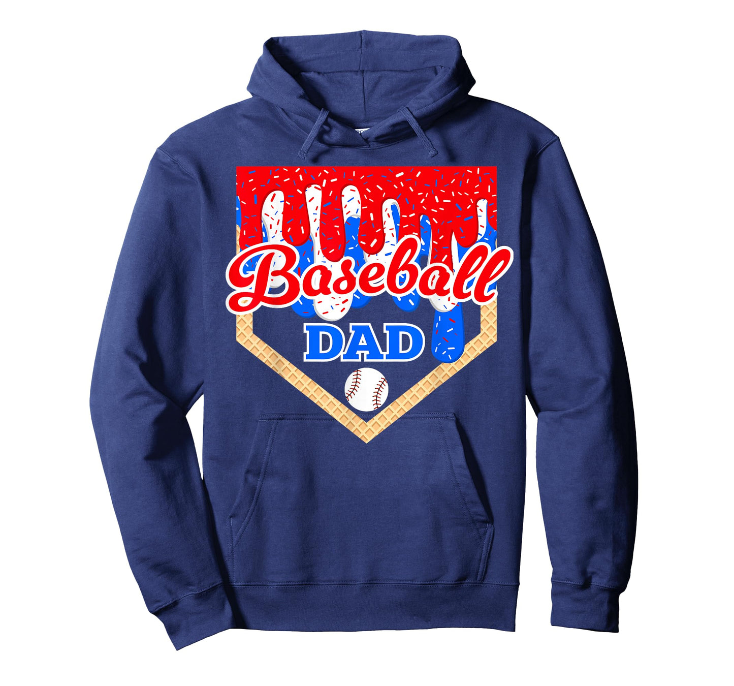 Baseball Dad Ice Cream Drip Home Plate Cool Fathers Day T-Shirt