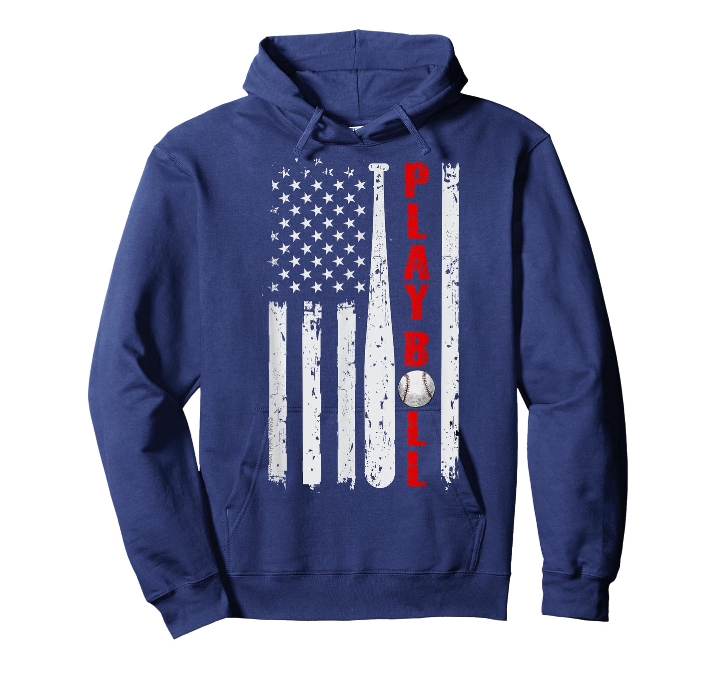 Baseball USA Flag Ball and Bat PLAY BALL Softball Baseball Women Girls Kids Men T-Shirt