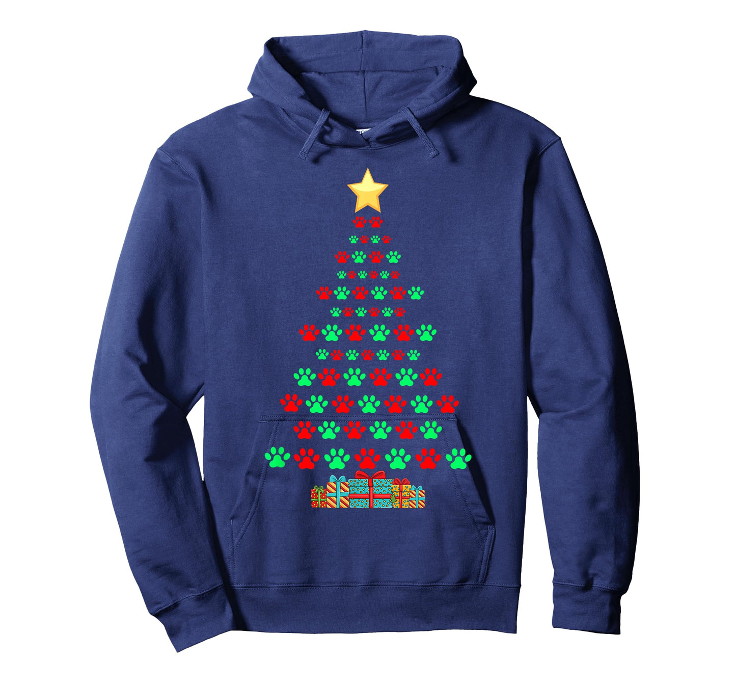 Super Cute Dog Paws Print Christmas Tree T-Shirt