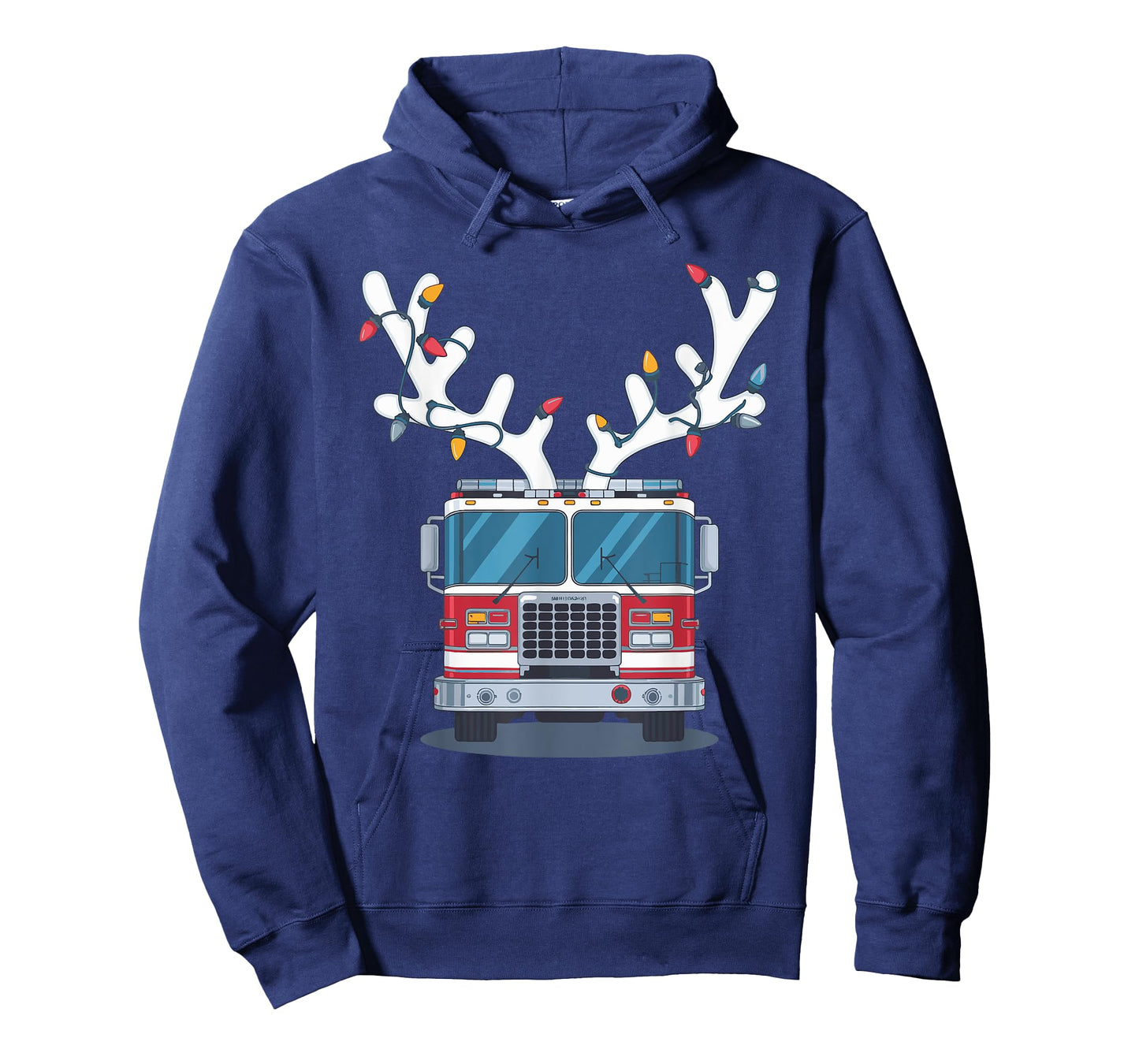 Christmas Firetruck Firefighter Xmas Unisex-Adult T-Shirt, Black, Small, Short Sleeve