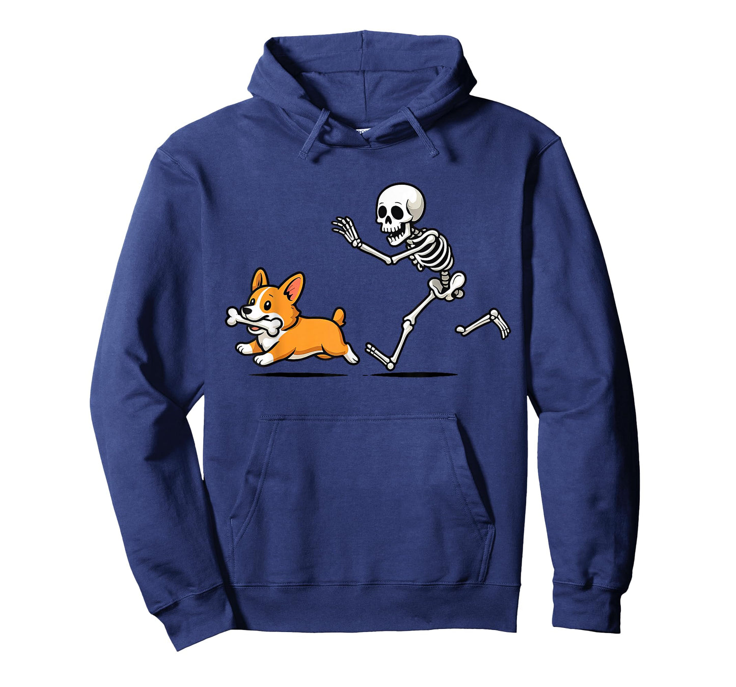 Funny Skeleton Chasing Corgi Halloween Dog Mom Pet Lover T-Shirt