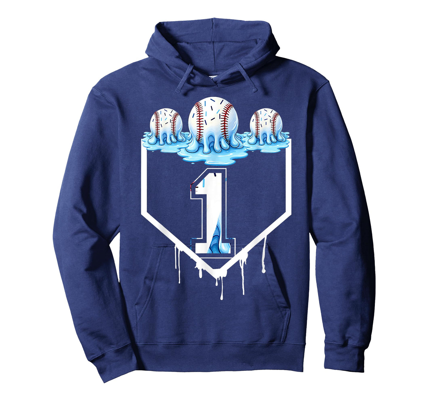 1st Birthday Party Ice Cream Drip Baseball Lover 1 Year T-Shirt