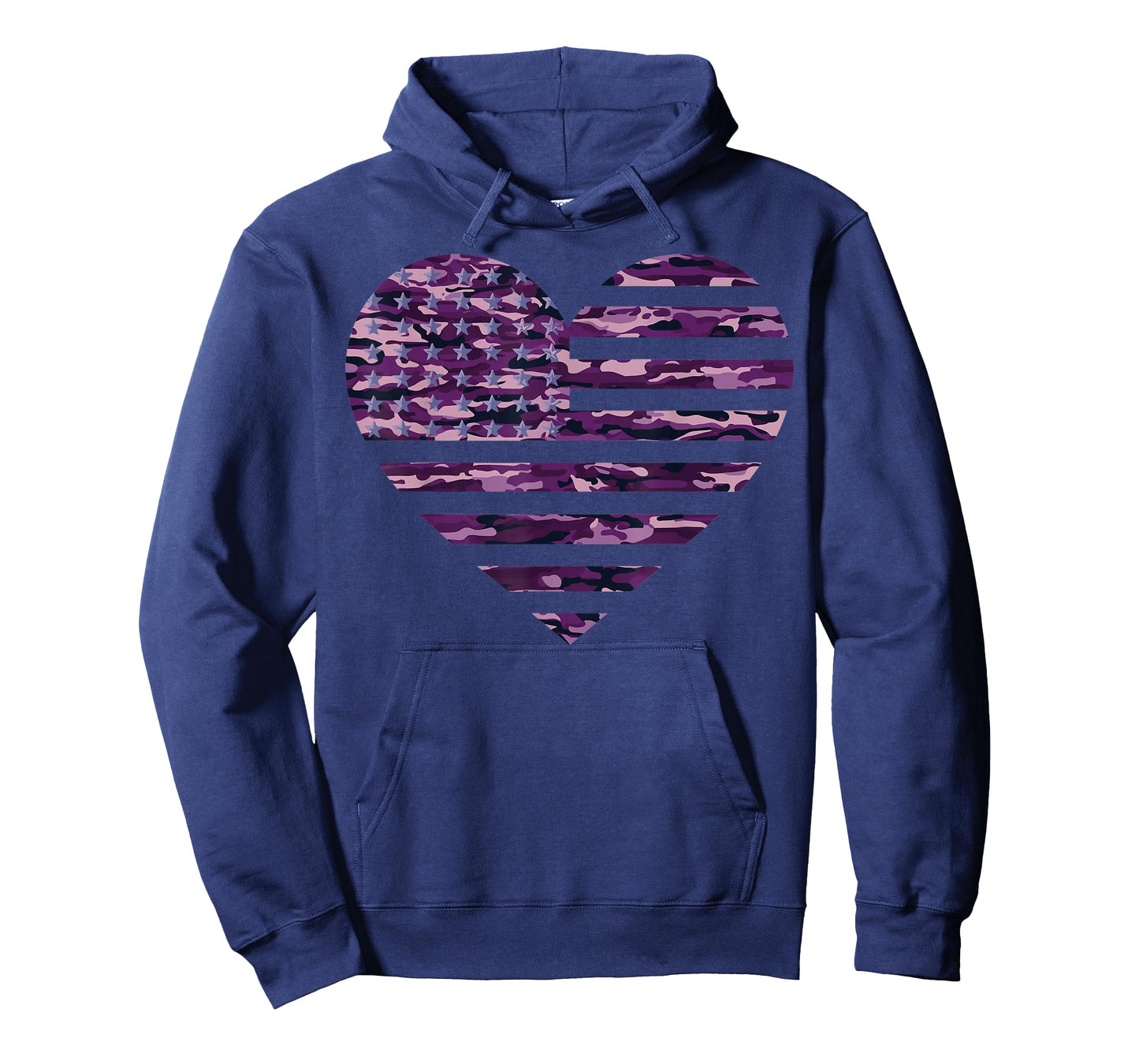 Camo American Flag Heart Camouflage Tactical Purple Military T-Shirt