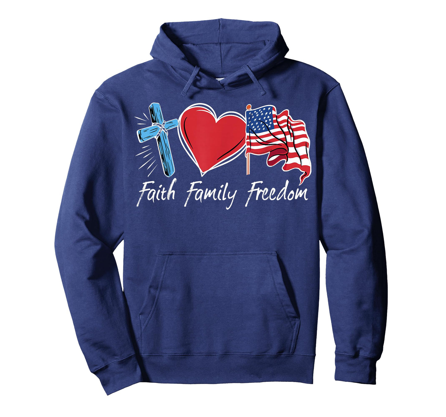 Patriotic Retro Faith Family Freedom USA Flag 4th of July T-Shirt