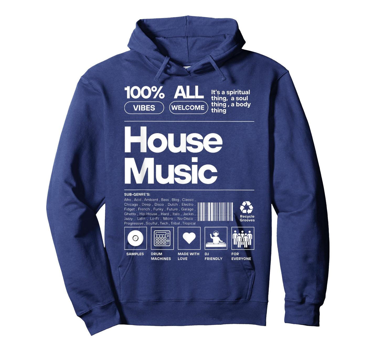 Funny HOUSE MUSIC Product Label White Design T-Shirt