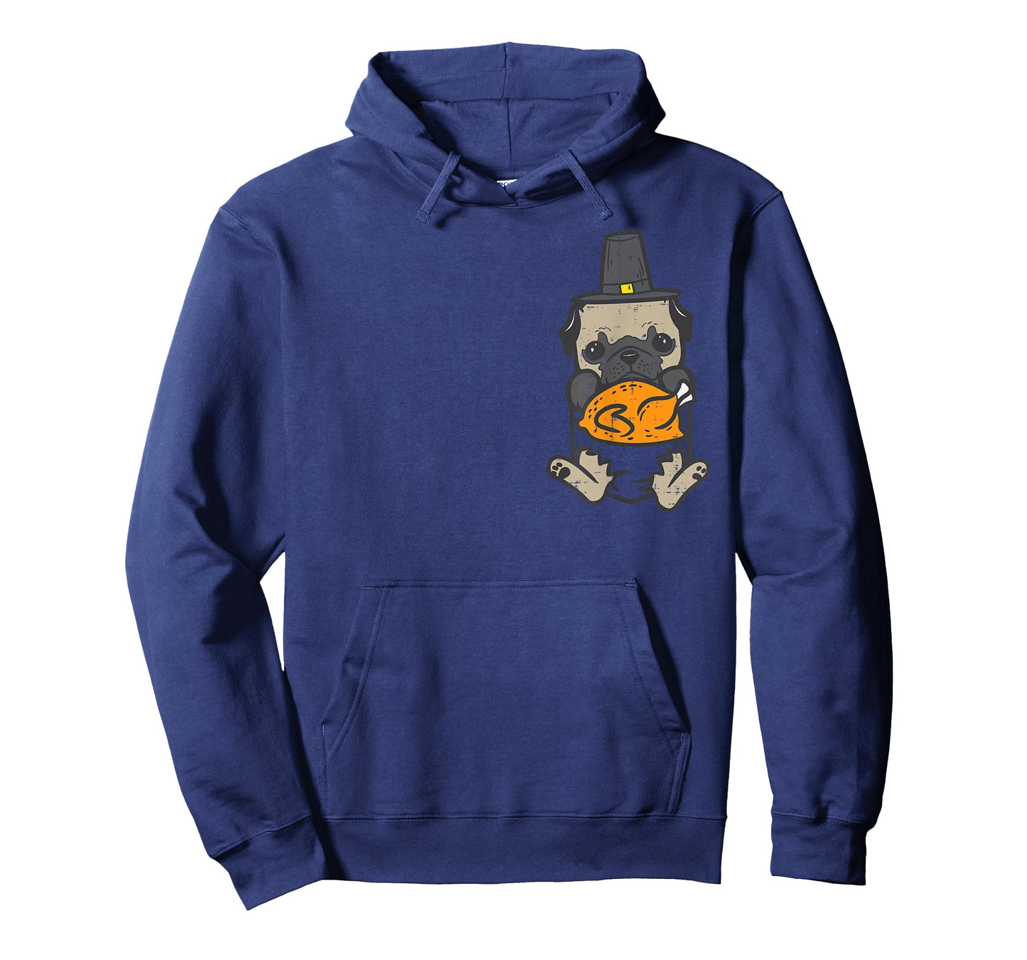 Pocket Pilgrim Pug Turkey Thanksgiving Dog Men Women Kids T-Shirt