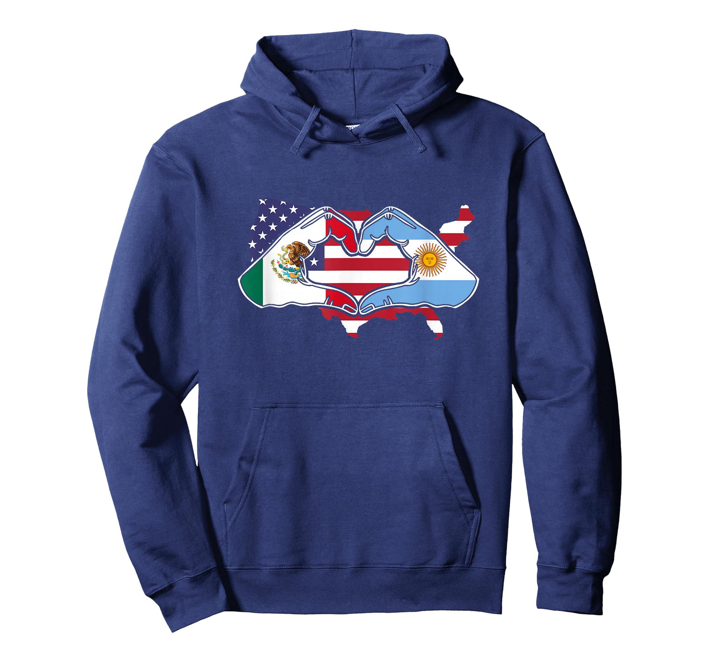 Heart hands Mexico and Argentina. USA flag T-Shirt