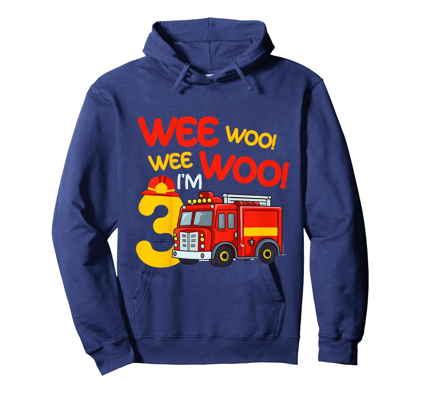 Kids Wee Woo I'm 3 Years Old Firefighter 3rd Birthday Fire Truck T-Shirt