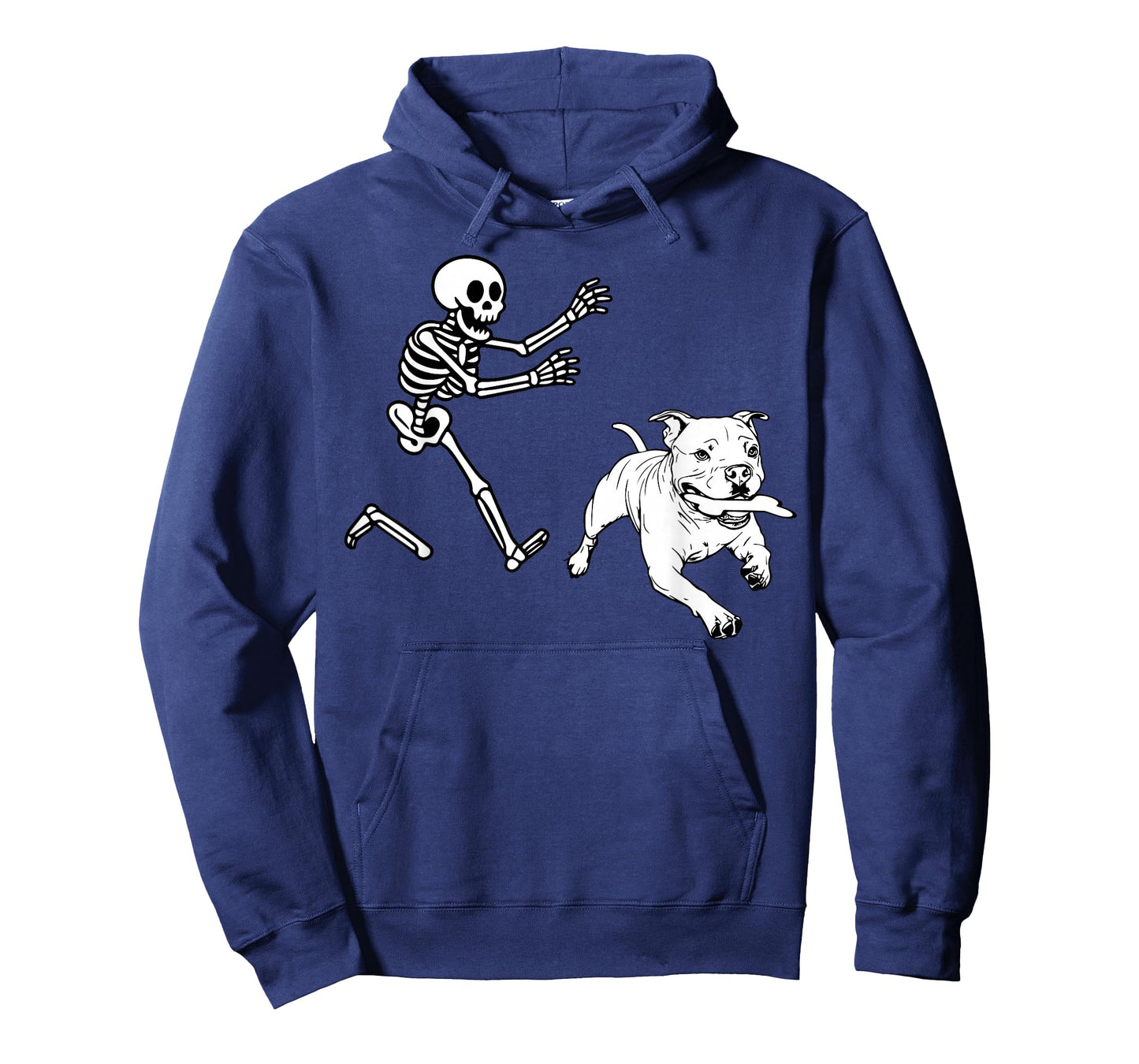 Funny American Bulldog Running Skeleton Halloween T-Shirt