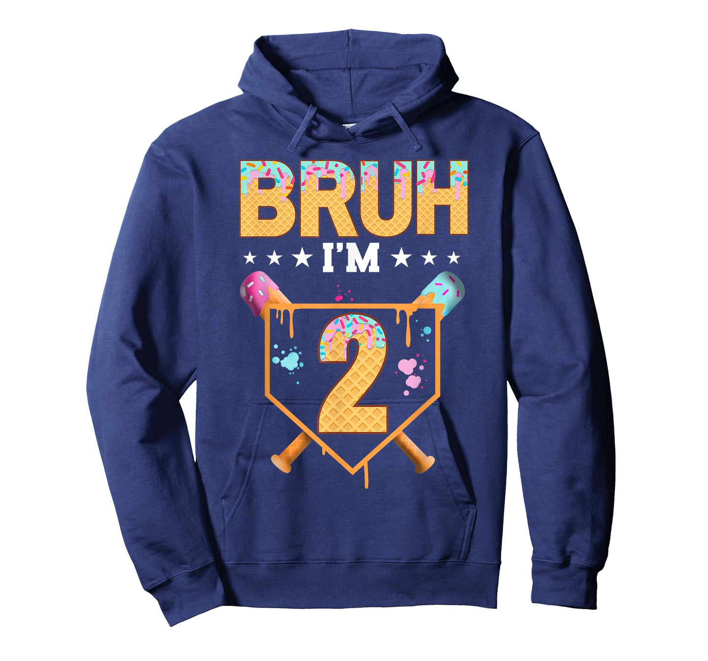 Bruh 2nd Birthday Boy Baseball Ice Cream Drip 2 Year Old Boy T-Shirt