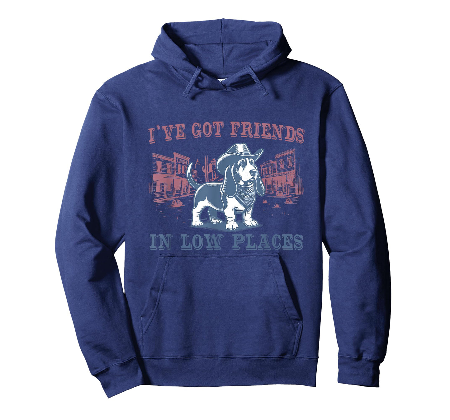 Basset Hound I Got Friends In Low Places Retro Western Dog T-Shirt