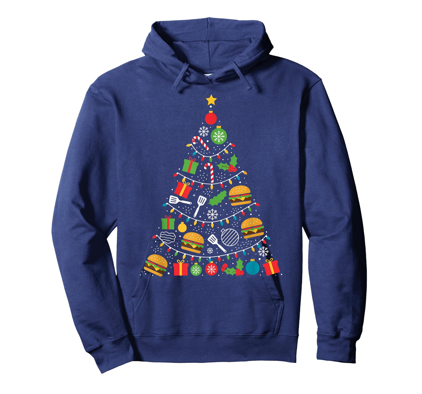Hamburger Christmas Tree Lights Xmas Womens Mens Kids T-Shirt