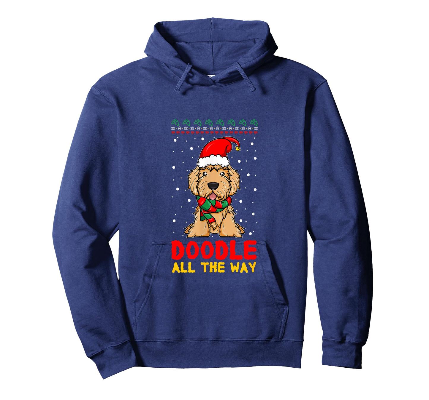 Doodle All The Way Funny Goldendoodle Santa Hat Christmas T-Shirt