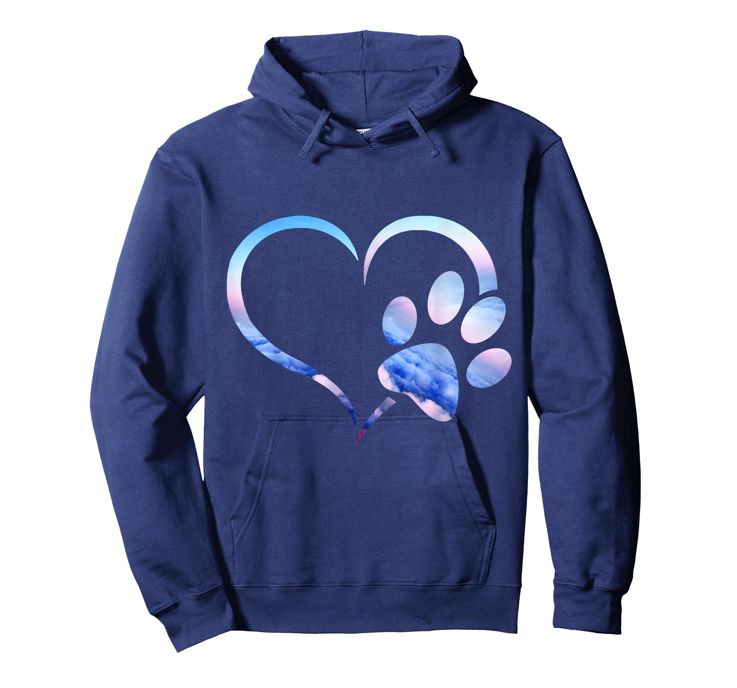 Blue pink Ombre Dog Paw Print heart For Dogs Lover T-Shirt for Men Women Girls Kids