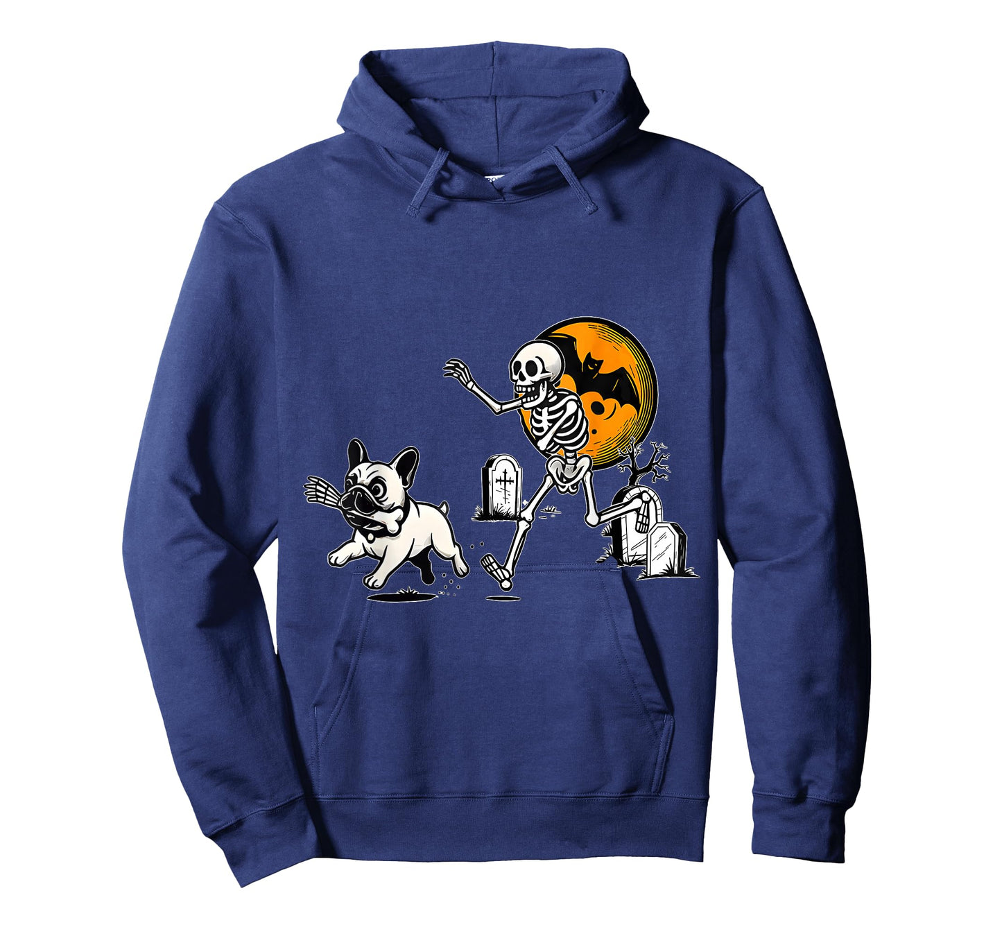Skeleton Chasing French Bulldog Halloween Dog Mom Pet Lover T-Shirt