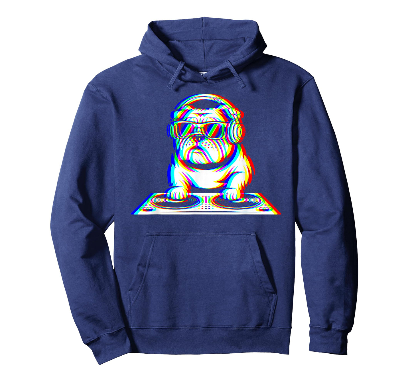 Funny English Bulldog DJ Glitch Rave EDM Music Party T-Shirt