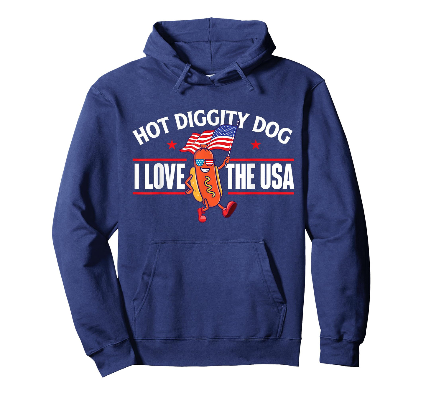 Hot Diggity Dog - USA American Flag 4th of July Fourth T-Shirt Small